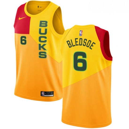 Mens Nike Milwaukee Bucks 6 Eric Bledsoe Swingman Yellow NBA Jersey City Edition Mens Nike Milwaukee Bucks 6 Eric Bledsoe Swingman Yellow NBA Jersey City Edition