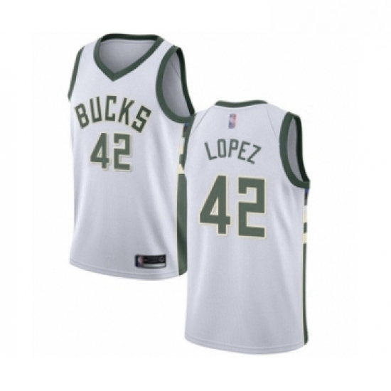 Womens Milwaukee Bucks 42 Robin Lopez Swingman White Basketball Jersey Association Edition Womens Milwaukee Bucks 42 Robin Lopez Swingman White Basketball Jersey Association Edition