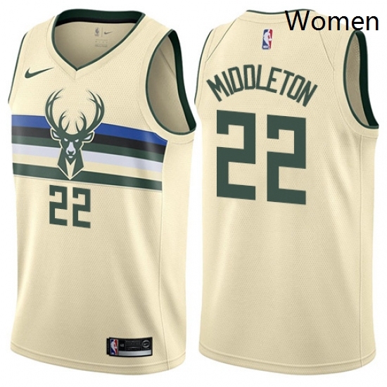 Womens Nike Milwaukee Bucks 22 Khris Middleton Swingman Cream NBA Jersey City Edition Womens Nike Milwaukee Bucks 22 Khris Middleton Swingman Cream NBA Jersey City Edition