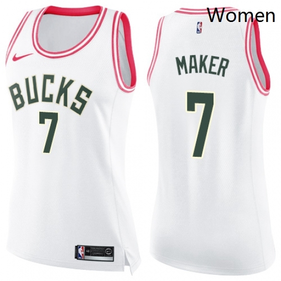 Womens Nike Milwaukee Bucks 7 Thon Maker Swingman WhitePink Fashion NBA Jersey Womens Nike Milwaukee Bucks 7 Thon Maker Swingman WhitePink Fashion NBA Jersey