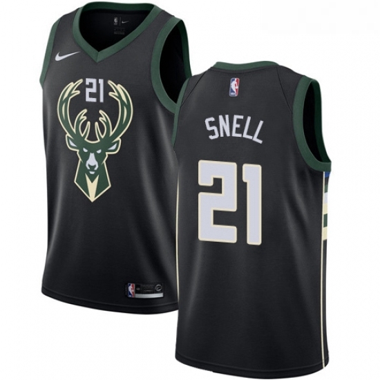 Youth Adidas Milwaukee Bucks 21 Tony Snell Authentic Black Alternate NBA Jersey Statement Edition 