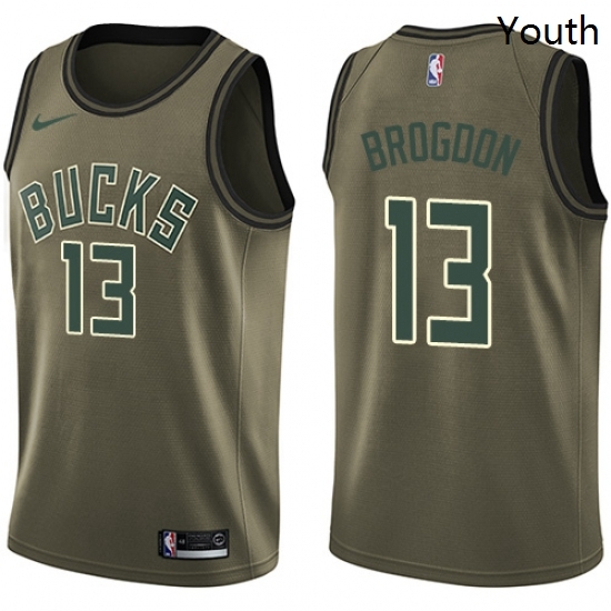 Youth Nike Milwaukee Bucks 13 Malcolm Brogdon Swingman Green Salute to Service NBA Jersey Youth Nike Milwaukee Bucks 13 Malcolm Brogdon Swingman Green Salute to Service NBA Jersey