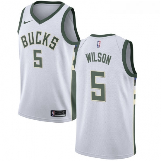 Youth Nike Milwaukee Bucks 5 D J Wilson Authentic White Home NBA Jersey Association Edition Youth Nike Milwaukee Bucks 5 D J Wilson Authentic White Home NBA Jersey Association Edition