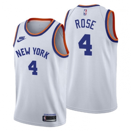 Men New York Knicks 4 Derrick Rose Men Nike Releases Classic Edition NBA 75th Anniversary Jersey White Men New York Knicks 4 Derrick Rose Men Nike Releases Classic Edition NBA 75th Anniversary Jersey White