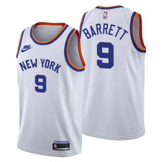 Men New York Knicks 9 RJ Barrett Men Nike Releases Classic Edition NBA 75th Anniversary Jersey White Men New York Knicks 9 RJ Barrett Men Nike Releases Classic Edition NBA 75th Anniversary Jersey White