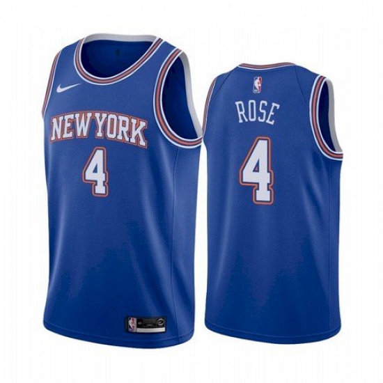 Men New York Knicks Derrick Rose 4 Statement Edition Blue Jersey Men New York Knicks Derrick Rose 4 Statement Edition Blue Jersey
