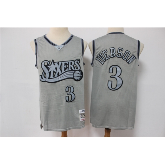 Men PHILADELPHIA 76ERS Allen Iverson 3 Gray Hardwood Classic Michell&Ness Limited Jersey Men PHILADELPHIA 76ERS Allen Iverson 3 Gray Hardwood Classic Michell&Ness Limited Jersey