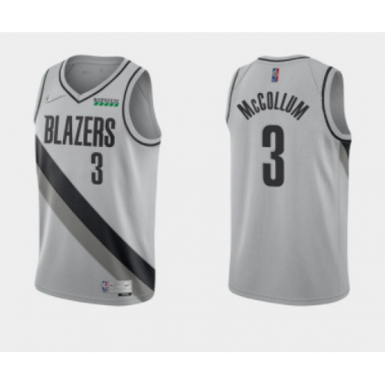 Men Portland Trail Portland Blazers 3 C J McCollum Grey Earned Edition Stitched Basketball Jersey Men Portland Trail Portland Blazers 3 C J McCollum Grey Earned Edition Stitched Basketball Jersey