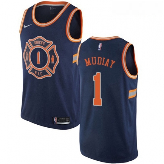 Mens Nike New York Knicks 1 Emmanuel Mudiay Authentic Navy Blue NBA Jersey City Edition Mens Nike New York Knicks 1 Emmanuel Mudiay Authentic Navy Blue NBA Jersey City Edition