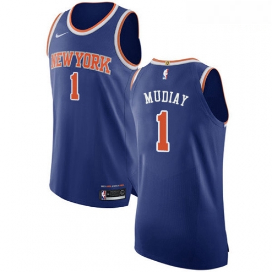 Mens Nike New York Knicks 1 Emmanuel Mudiay Authentic Royal Blue NBA Jersey Icon Edition Mens Nike New York Knicks 1 Emmanuel Mudiay Authentic Royal Blue NBA Jersey Icon Edition