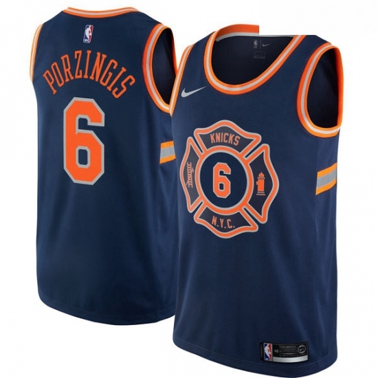 Mens Nike New York Knicks 6 Kristaps Porzingis Authentic Navy Blue NBA Jersey City Edition Mens Nike New York Knicks 6 Kristaps Porzingis Authentic Navy Blue NBA Jersey City Edition