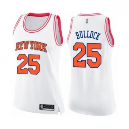 Womens New York Knicks 25 Reggie Bullock Swingman White Pink Fashion Basketball Jersey Womens New York Knicks 25 Reggie Bullock Swingman White Pink Fashion Basketball Jersey