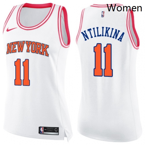 Womens Nike New York Knicks 11 Frank Ntilikina Swingman WhitePink Fashion NBA Jersey Womens Nike New York Knicks 11 Frank Ntilikina Swingman WhitePink Fashion NBA Jersey
