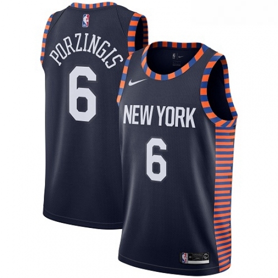 Womens Nike New York Knicks 6 Kristaps Porzingis Swingman Navy Blue NBA Jersey 2018 19 City Edition Womens Nike New York Knicks 6 Kristaps Porzingis Swingman Navy Blue NBA Jersey 2018 19 City Edition