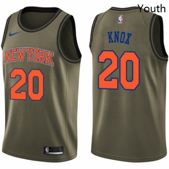 Youth Nike New York Knicks 20 Kevin Knox Swingman Green Salute to Service NBA Jersey Youth Nike New York Knicks 20 Kevin Knox Swingman Green Salute to Service NBA Jersey