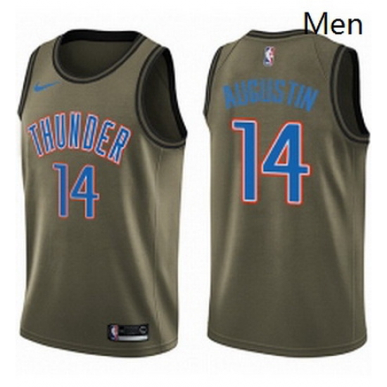 Mens Nike Oklahoma City Thunder 14 DJ Augustin Swingman Green Salute to Service NBA Jersey Mens Nike Oklahoma City Thunder 14 DJ Augustin Swingman Green Salute to Service NBA Jersey