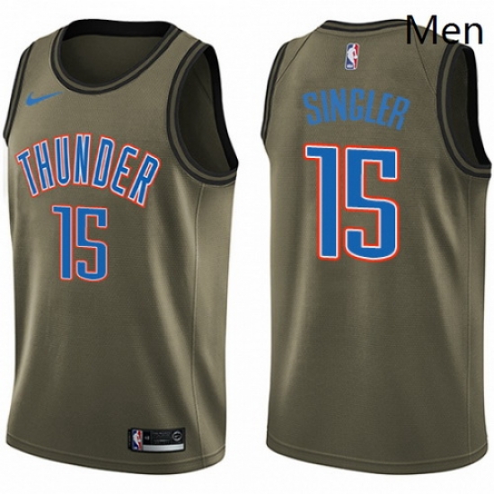 Mens Nike Oklahoma City Thunder 15 Kyle Singler Swingman Green Salute to Service NBA Jersey Mens Nike Oklahoma City Thunder 15 Kyle Singler Swingman Green Salute to Service NBA Jersey