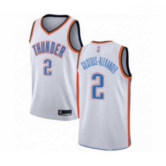 Mens Oklahoma City Thunder 2 Shai Gilgeous Alexander Swingman White Basketball Jersey Association Edition Mens Oklahoma City Thunder 2 Shai Gilgeous Alexander Swingman White Basketball Jersey Association Edition