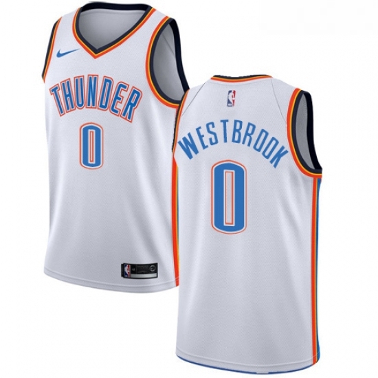 Youth Nike Oklahoma City Thunder 0 Russell Westbrook Authentic White Home NBA Jersey Association Edition Youth Nike Oklahoma City Thunder 0 Russell Westbrook Authentic White Home NBA Jersey Association Edition