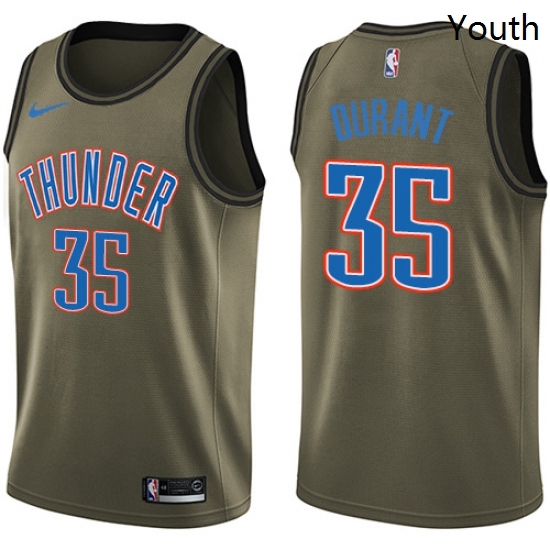 Youth Nike Oklahoma City Thunder 35 Kevin Durant Swingman Green Salute to Service NBA Jersey Youth Nike Oklahoma City Thunder 35 Kevin Durant Swingman Green Salute to Service NBA Jersey