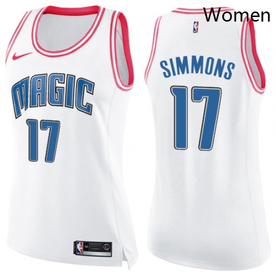 Womens Nike Orlando Magic 17 Jonathon Simmons Swingman WhitePink Fashion NBA Jersey Womens Nike Orlando Magic 17 Jonathon Simmons Swingman WhitePink Fashion NBA Jersey
