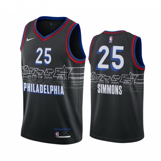 Men Nike Philadelphia 76ers 25 Ben Simmons Black NBA Swingman 2020 21 City Edition Jersey Men Nike Philadelphia 76ers 25 Ben Simmons Black NBA Swingman 2020 21 City Edition Jersey