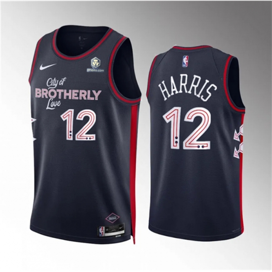 Men Philadelphia 76ers 12 Tobias Harris Navy 2023 24 City Edition Stitched Jersey Men Philadelphia 76ers 12 Tobias Harris Navy 2023 24 City Edition Stitched Jersey