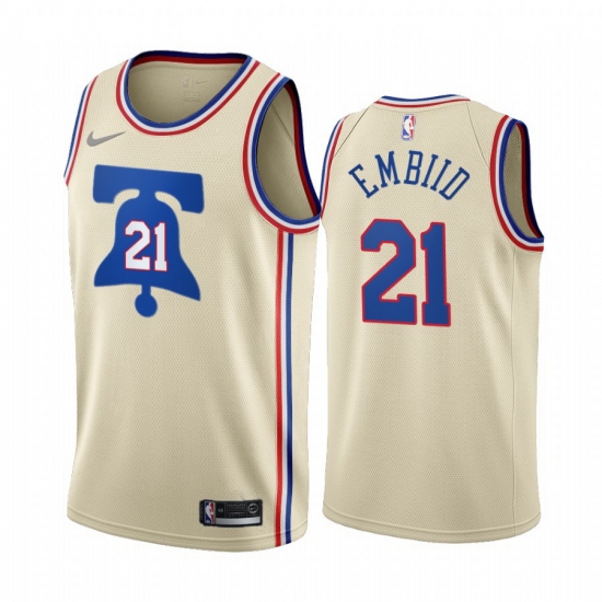 Men Philadelphia 76ers 21 Joel Embiid Cream NBA Swingman 2020 21 Earned Edition Jersey Men Philadelphia 76ers 21 Joel Embiid Cream NBA Swingman 2020 21 Earned Edition Jersey