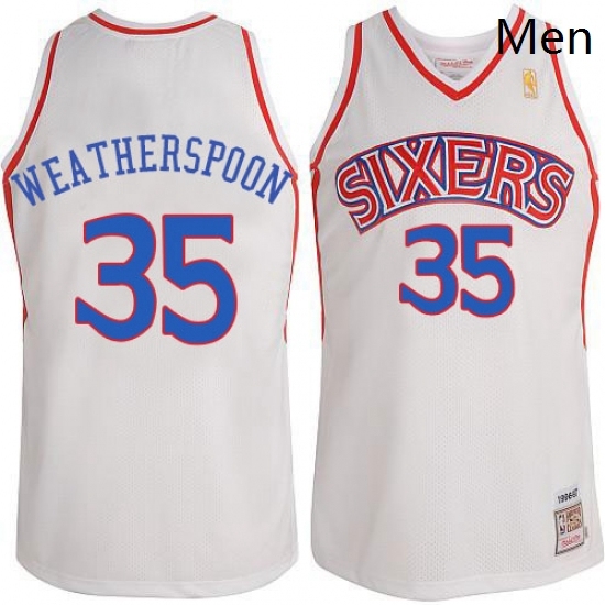 Mens Adidas Philadelphia 76ers 35 Clarence Weatherspoon Authentic White Throwack NBA Jersey Mens Adidas Philadelphia 76ers 35 Clarence Weatherspoon Authentic White Throwack NBA Jersey