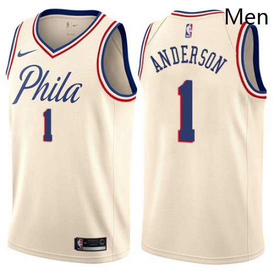 Mens Nike Philadelphia 76ers 1 Justin Anderson Authentic Cream NBA Jersey City Edition Mens Nike Philadelphia 76ers 1 Justin Anderson Authentic Cream NBA Jersey City Edition