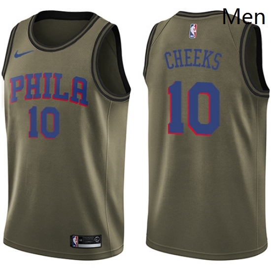 Mens Nike Philadelphia 76ers 10 Maurice Cheeks Swingman Green Salute to Service NBA Jersey Mens Nike Philadelphia 76ers 10 Maurice Cheeks Swingman Green Salute to Service NBA Jersey