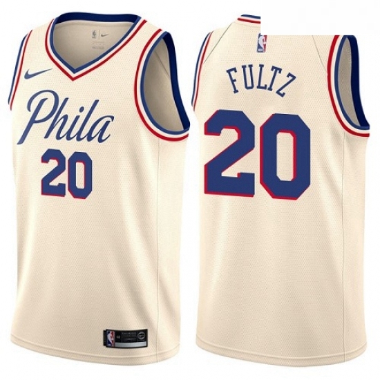 Mens Nike Philadelphia 76ers 20 Markelle Fultz Swingman Cream NBA Jersey City Edition Mens Nike Philadelphia 76ers 20 Markelle Fultz Swingman Cream NBA Jersey City Edition