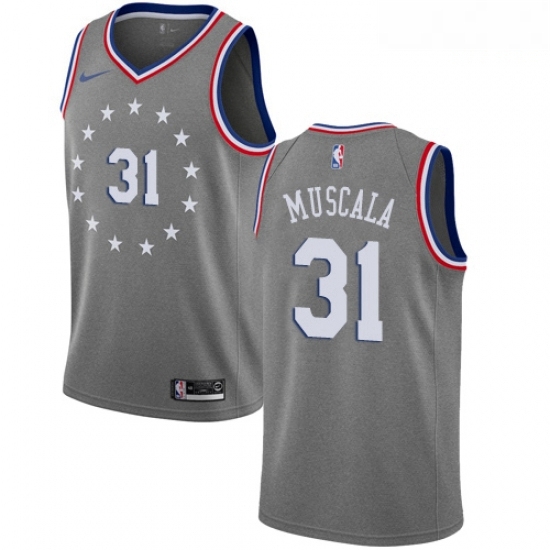 Mens Nike Philadelphia 76ers 31 Mike Muscala Swingman Gray NBA Jersey City Edition Mens Nike Philadelphia 76ers 31 Mike Muscala Swingman Gray NBA Jersey City Edition