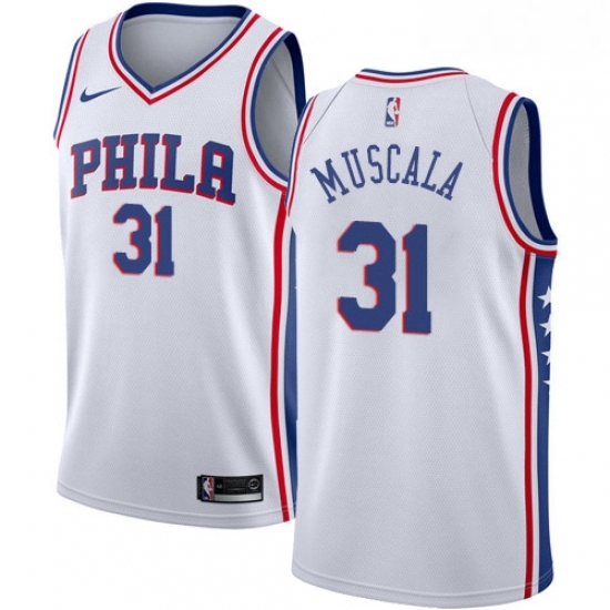 Mens Nike Philadelphia 76ers 31 Mike Muscala Swingman White NBA Jersey Association Edition Mens Nike Philadelphia 76ers 31 Mike Muscala Swingman White NBA Jersey Association Edition