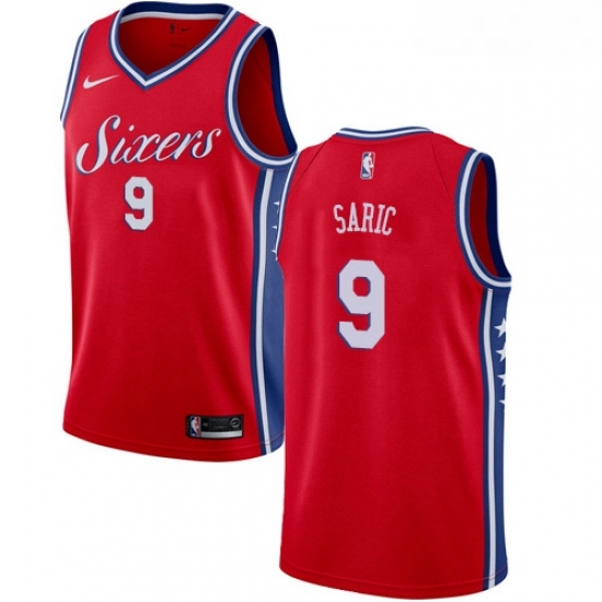 Mens Nike Philadelphia 76ers 9 Dario Saric Authentic Red Alternate NBA Jersey Statement Edition Mens Nike Philadelphia 76ers 9 Dario Saric Authentic Red Alternate NBA Jersey Statement Edition