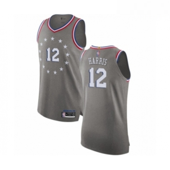 Mens Philadelphia 76ers 12 Tobias Harris Authentic Gray Basketball Jersey City Edition Mens Philadelphia 76ers 12 Tobias Harris Authentic Gray Basketball Jersey City Edition