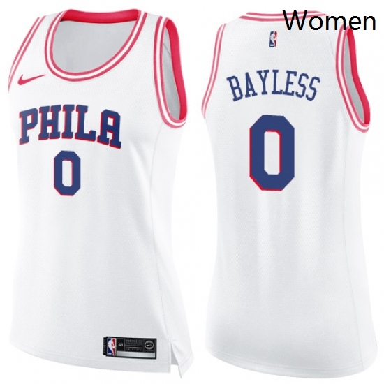 Womens Nike Philadelphia 76ers 0 Jerryd Bayless Swingman WhitePink Fashion NBA Jersey Womens Nike Philadelphia 76ers 0 Jerryd Bayless Swingman WhitePink Fashion NBA Jersey