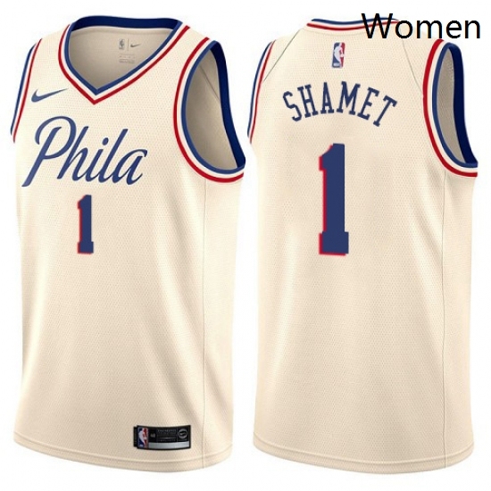 Womens Nike Philadelphia 76ers 1 Landry Shamet Swingman Cream NBA Jersey City Edition Womens Nike Philadelphia 76ers 1 Landry Shamet Swingman Cream NBA Jersey City Edition