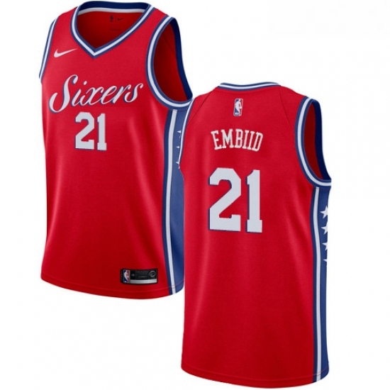 Womens Nike Philadelphia 76ers 21 Joel Embiid Swingman Red Alternate NBA Jersey Statement Edition Womens Nike Philadelphia 76ers 21 Joel Embiid Swingman Red Alternate NBA Jersey Statement Edition