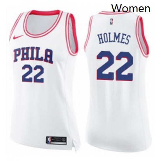 Womens Nike Philadelphia 76ers 22 Richaun Holmes Swingman WhitePink Fashion NBA Jersey Womens Nike Philadelphia 76ers 22 Richaun Holmes Swingman WhitePink Fashion NBA Jersey