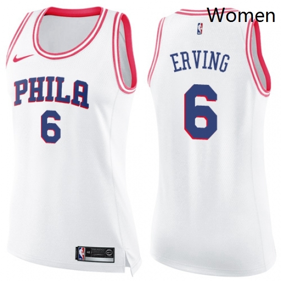 Womens Nike Philadelphia 76ers 6 Julius Erving Swingman WhitePink Fashion NBA Jersey Womens Nike Philadelphia 76ers 6 Julius Erving Swingman WhitePink Fashion NBA Jersey