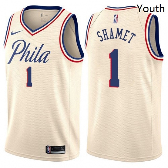 Youth Nike Philadelphia 76ers 1 Landry Shamet Swingman Cream NBA Jersey City Edition Youth Nike Philadelphia 76ers 1 Landry Shamet Swingman Cream NBA Jersey City Edition