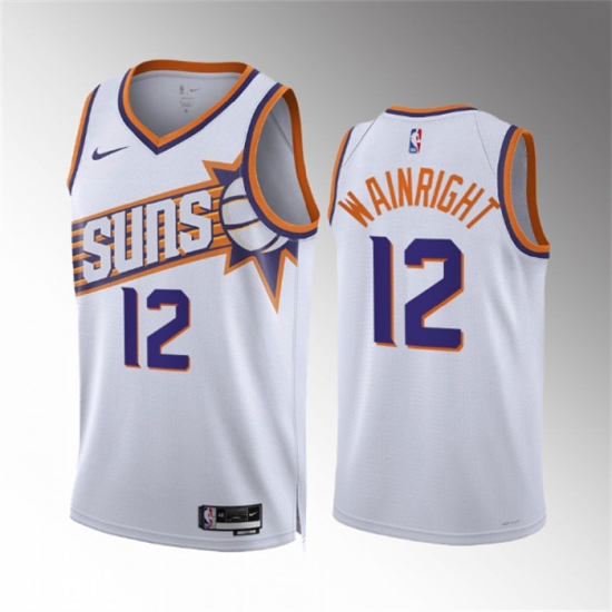 Men Phoenix Suns 12 Ish Wainright White Association Edition Stitched Basketball Jersey Men Phoenix Suns 12 Ish Wainright White Association Edition Stitched Basketball Jersey