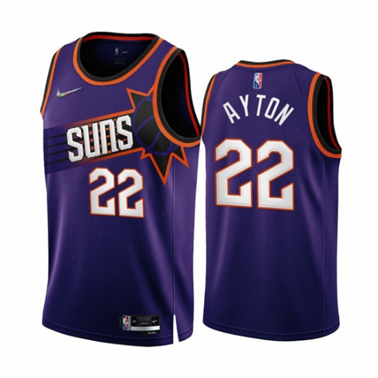 Men's Phoenix Suns #22 Deandre Ayton 2022-23 Purple 75th Anniversary Icon Edition Stitched Jersey Men's Phoenix Suns #22 Deandre Ayton 2022-23 Purple 75th Anniversary Icon Edition Stitched Jersey
