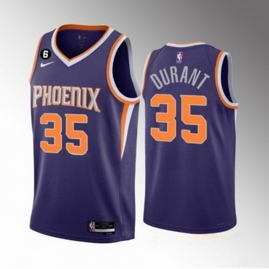 Men's Phoenix Suns #35 Kevin Durant Purple Icon Edition With NO.6 Patch Stitched Basketball Jersey Men's Phoenix Suns #35 Kevin Durant Purple Icon Edition With NO.6 Patch Stitched Basketball Jersey