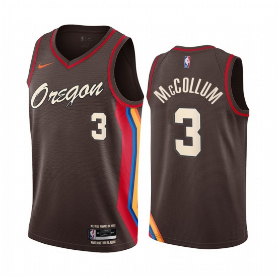 Men Nike Portland Blazers 3 C J McCollum Chocolate NBA Swingman 2020 21 City Edition Jersey Men Nike Portland Blazers 3 C J McCollum Chocolate NBA Swingman 2020 21 City Edition Jersey