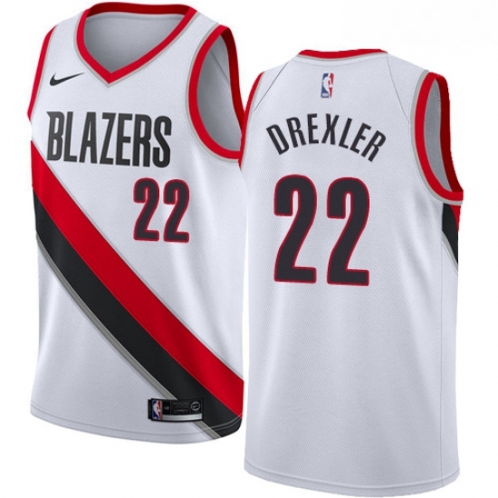 Mens Nike Portland Trail Blazers 22 Clyde Drexler Swingman White Home NBA Jersey Association Edition Mens Nike Portland Trail Blazers 22 Clyde Drexler Swingman White Home NBA Jersey Association Edition