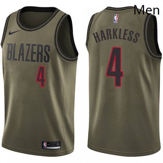 Mens Nike Portland Trail Blazers 4 Moe Harkless Swingman Green Salute to Service NBA Jersey Mens Nike Portland Trail Blazers 4 Moe Harkless Swingman Green Salute to Service NBA Jersey