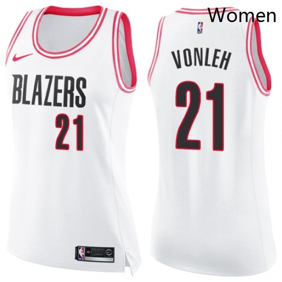 Womens Nike Portland Trail Blazers 21 Noah Vonleh Swingman WhitePink Fashion NBA Jersey Womens Nike Portland Trail Blazers 21 Noah Vonleh Swingman WhitePink Fashion NBA Jersey