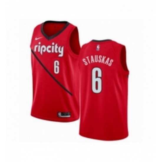 Womens Nike Portland Trail Blazers 6 Nik Stauskas Red Swingman Jersey Earned Edition 